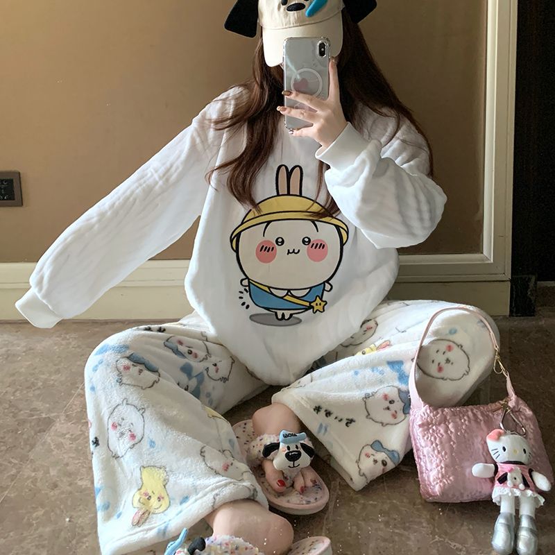 Women Shoes Xxl - Cartoon Usagi Fleece Pajama Set for