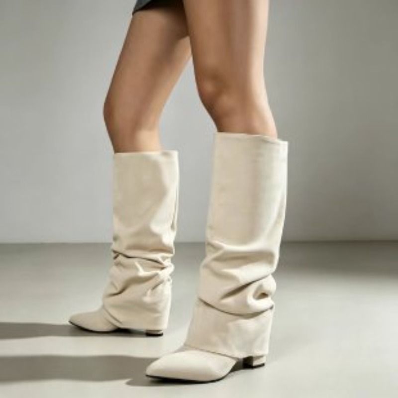 Fashion Retro Pointed Toe Plea - Knee High Boots Women recension och pris