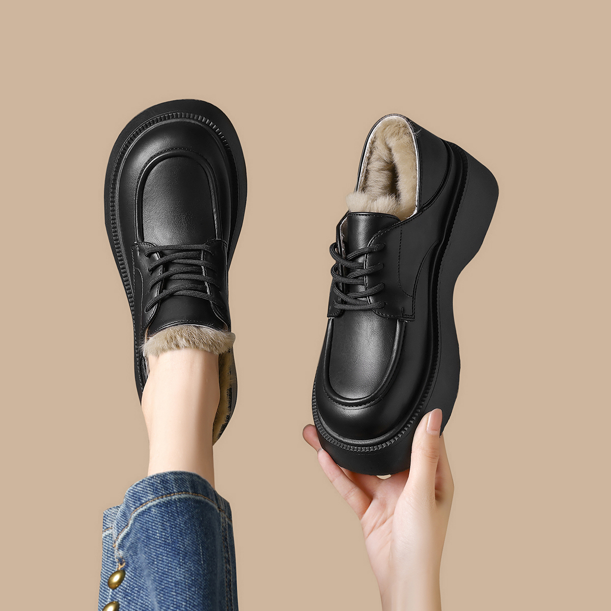 FOXER Winter New Women Platfor - Oxford Lace Up Women recension och pris